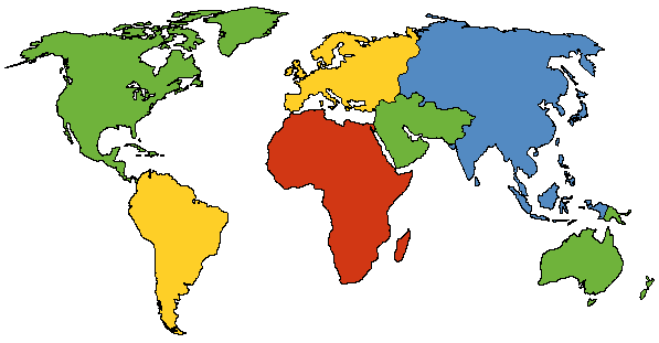 Global map image of countries that Camsecure already ship  to.